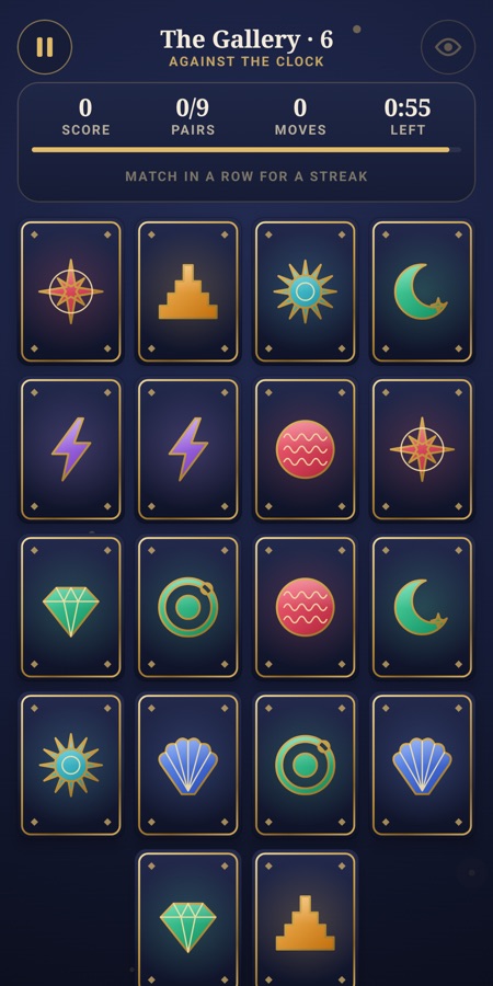 Gilded jewel emblem cards on the table